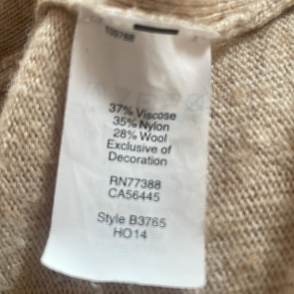 J Crew striped button flap wool pullover sweater elbow patches tan womens size M - Picture 12 of 13